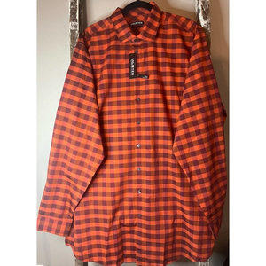 UNLISTED Mens Orange Burgundy Plaid Long Sleeve Wrinkle Free Dress‎ Shirt